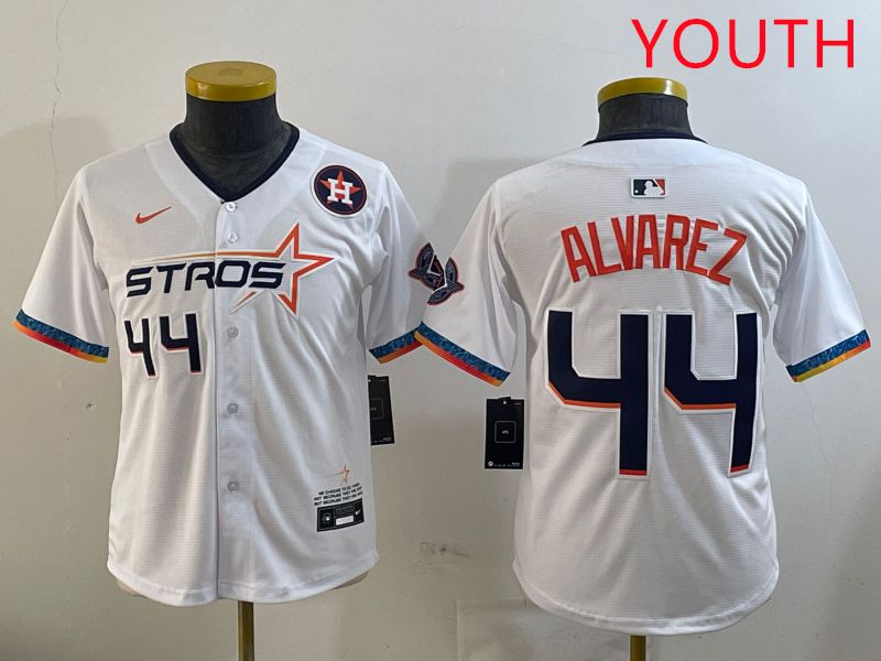 Youth Houston Astros #44 Alvarez White Fourth generation Joint Name 2025 Nike MLB Jersey style 10->youth mlb jersey->Youth Jersey